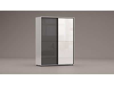 Ντουλάπα με συρόμενες πόρτες Apolo 4 (ανθρακίτη στιλπνό /λευκό στιλπνό )